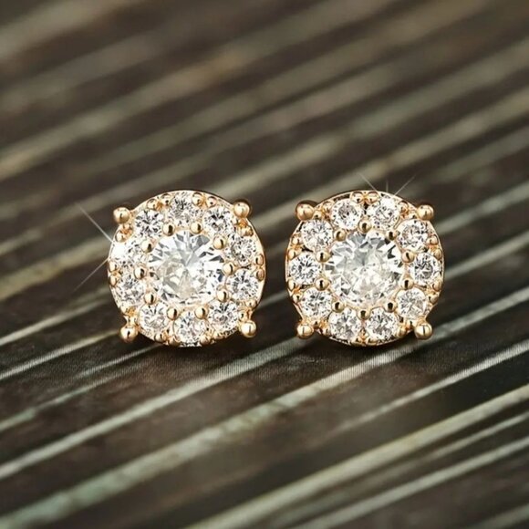 Shiny Round Shaped Stud Earrings Embellished With Simple Leisure Style - Picture 3 of 4